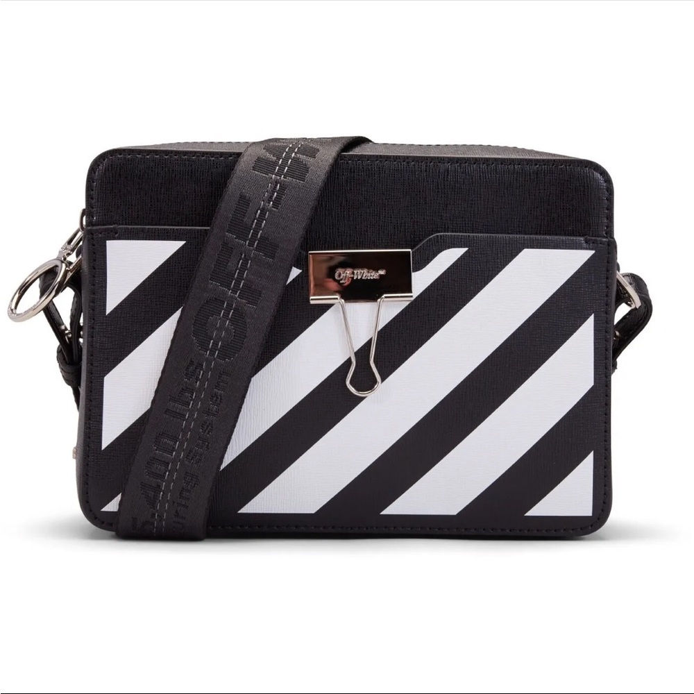 OFF-WHITE c/o Virgil Abloh Women FW20 Camera Bag Diag Black White Binder Clip